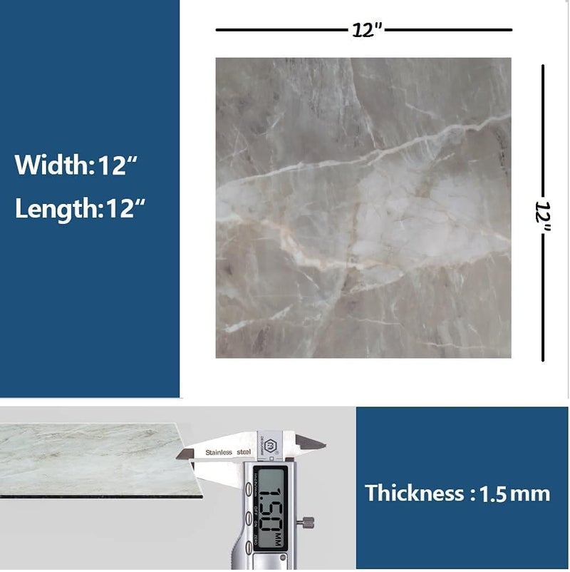 Ad Fresh A.D FRESH Marble Vinyl Peel and Stick Floor Tile 4 PCS Stick on Tile Flooring Waterproof Self-Adhesive Removable Vinyl Floor Tile Sticker for Bathroom Bedroom Kitchen Living Room (Brown) - Image 2