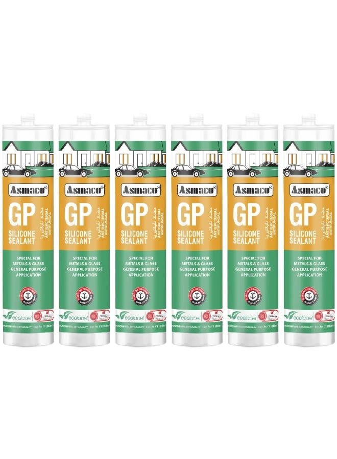 Asmaco Gp Silicone Sealant - Cream - 280 Ml - Set of 06