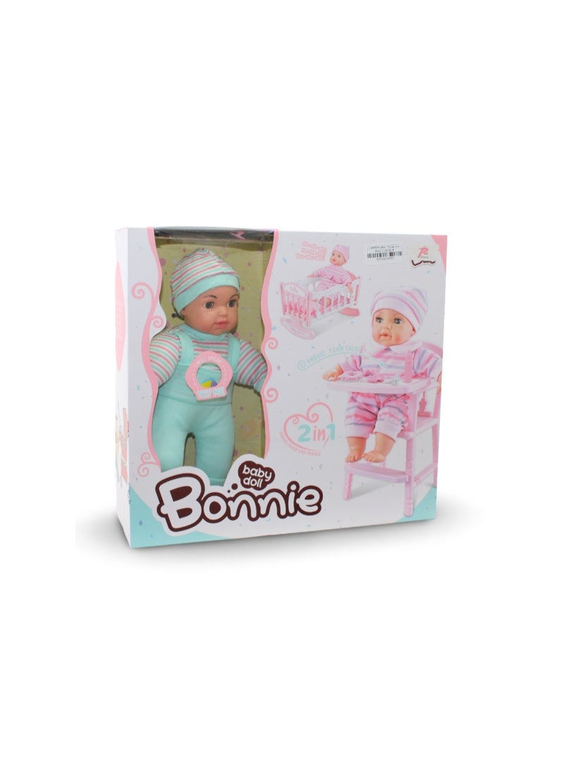 Bonnie Baby Doll 2 in 1 with Bed & High Chair - Image 1