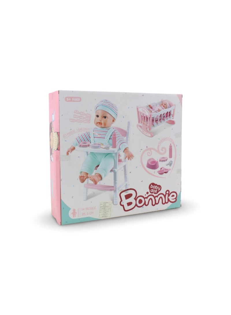 Bonnie Baby Doll 2 in 1 with Bed & High Chair - Image 2