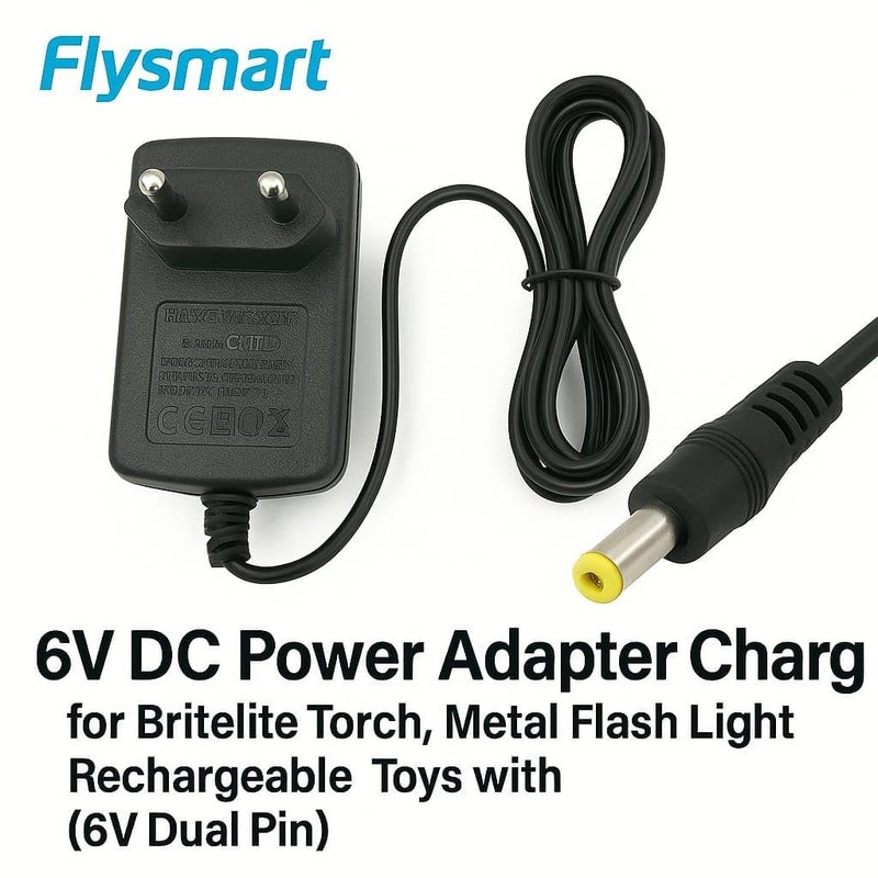 Flysmart 6 V Dc Power Adapter Charger for Britelite Torch,Metal Flash Light Rechargeable,Toys with Led Indicator (6V Dual Pin), Charging Adapter (1) - Image 5