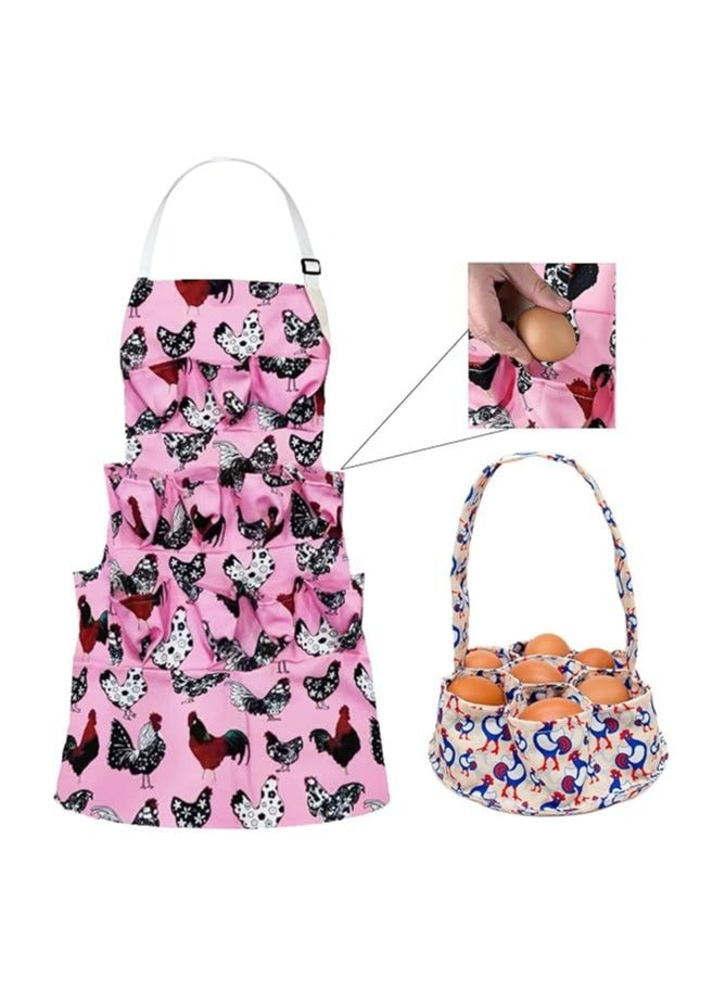 general 2-Piece Egg Collection Apron & Chicken Collection Basket Set Featuring 7-Pocket Fresh Egg Apron Featuring 11-Pocket Collection Basket - Image 1