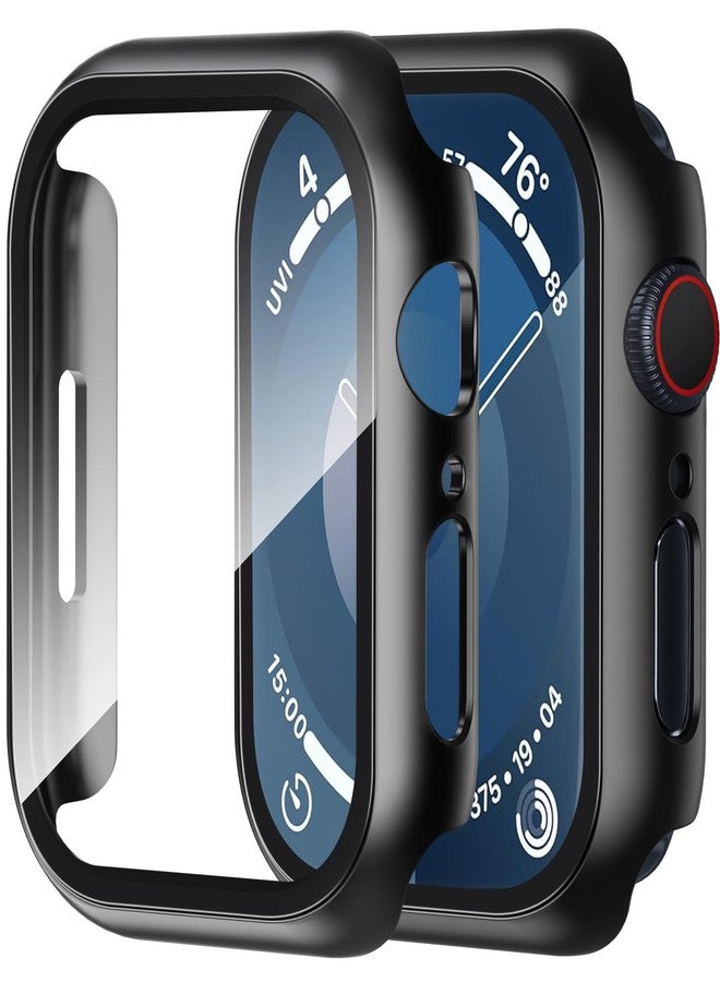 Smiling 2 Pack Case Built in Tempered Glass Screen Protector Compatible with Apple Watch SE 2 (2024)/SE/Series 6/Series 5/Series 4 40mm, Hard PC Case Overall Protective Cover- Black - Image 1