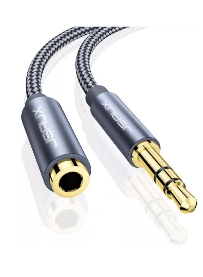 JSAUX Audio extension - 3.5mm Jack (Male-Female) Cable [Grey, 2m] - Image 1