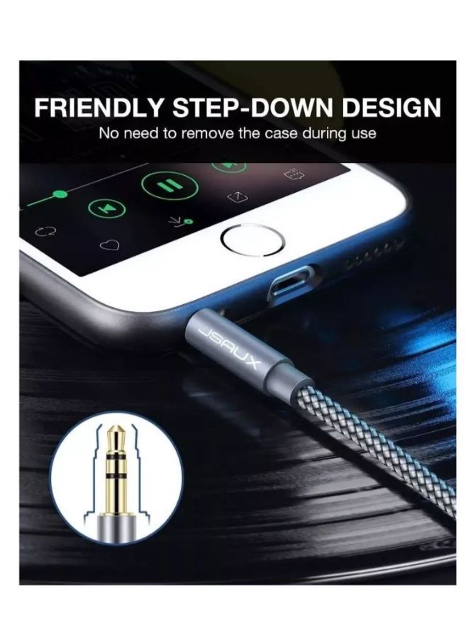JSAUX Audio extension - 3.5mm Jack (Male-Female) Cable [Grey, 2m] - Image 5