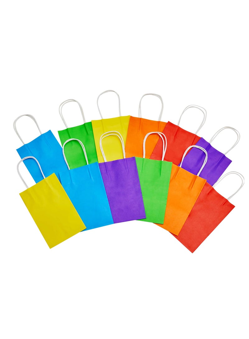 12 Pieces Paper Gift Bags, Kraft Paper Party Favor Bags Bulk with Handles for Kids Birthday, Baby Shower, Crafts, Wedding, Party Supplies (21 x 27 x 11cm,6 Colors) - Image 2