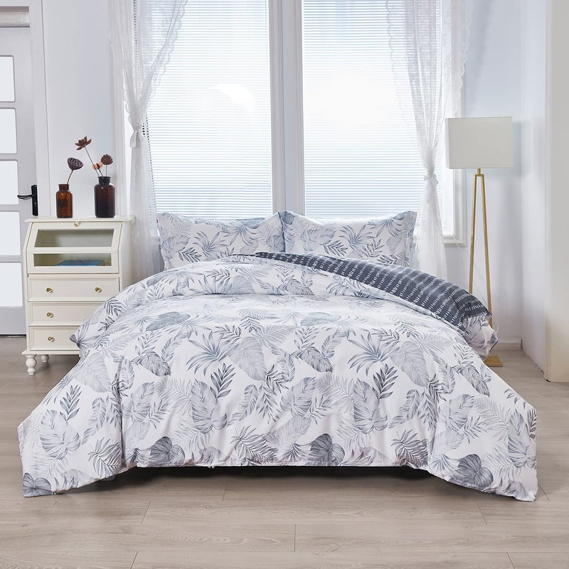 OAITE Duvet Cover Set 100% Cotton Comforter Cover with Floral Pattern Duvet Cover Set Soft Bedding Set Includes with 3 Piece (2 Pillow Shams 1 Duvet Cover) - Image 1