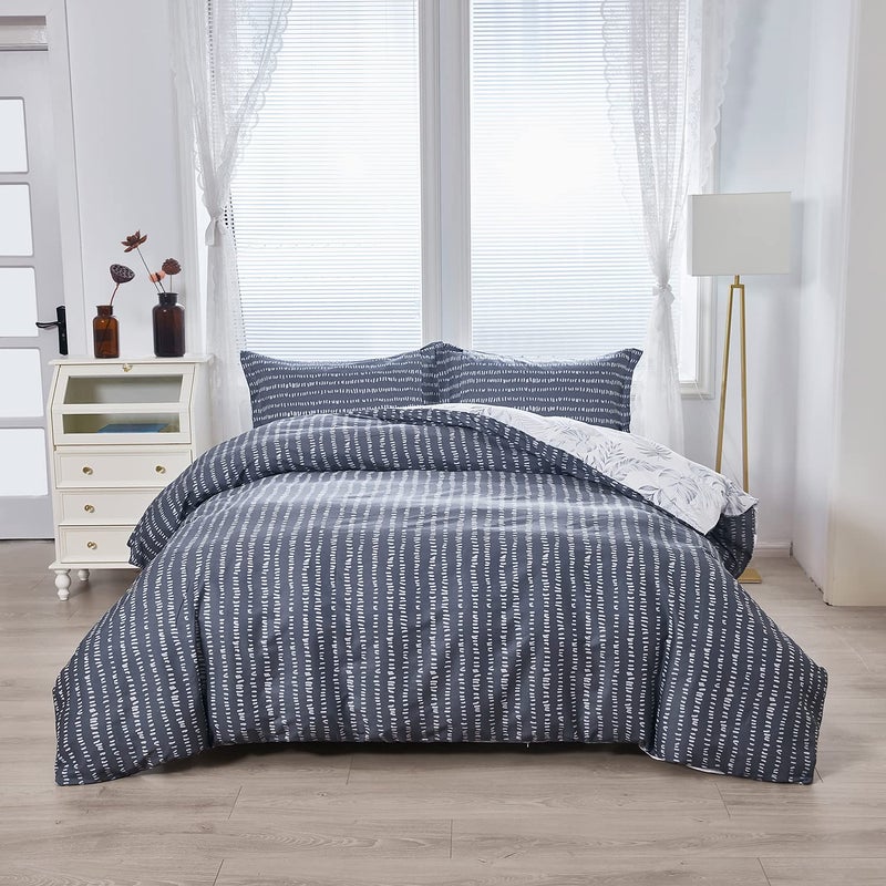 OAITE Duvet Cover Set 100% Cotton Comforter Cover with Floral Pattern Duvet Cover Set Soft Bedding Set Includes with 3 Piece (2 Pillow Shams 1 Duvet Cover) - Image 2