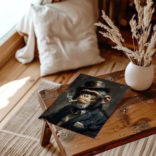 XOCUUI Wall Art Monkey Chimp Smoke Abstract Wall Painting Kid Pop Street Graffiti Wall Art Decor Ready To Hang for Living Room Bedroom Home Bathroom Wall Decor (20.5x25.5cm) 8x10 inch - Image 5