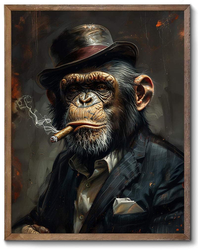 XOCUUI Wall Art Monkey Chimp Smoke Abstract Wall Painting Kid Pop Street Graffiti Wall Art Decor Ready To Hang for Living Room Bedroom Home Bathroom Wall Decor (20.5x25.5cm) 8x10 inch - Image 1