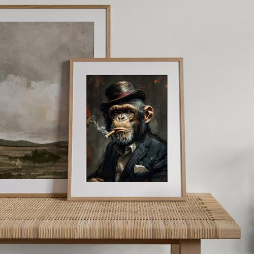 XOCUUI Wall Art Monkey Chimp Smoke Abstract Wall Painting Kid Pop Street Graffiti Wall Art Decor Ready To Hang for Living Room Bedroom Home Bathroom Wall Decor (20.5x25.5cm) 8x10 inch - Image 3