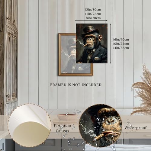 XOCUUI Wall Art Monkey Chimp Smoke Abstract Wall Painting Kid Pop Street Graffiti Wall Art Decor Ready To Hang for Living Room Bedroom Home Bathroom Wall Decor (20.5x25.5cm) 8x10 inch - Image 2