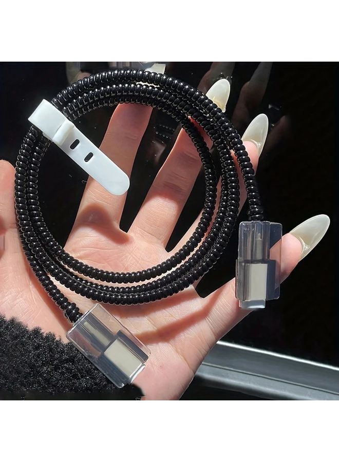 White 4 Pack Phone Charger Cable Protectors Durable ABS Material Flexible Protection - Image 2