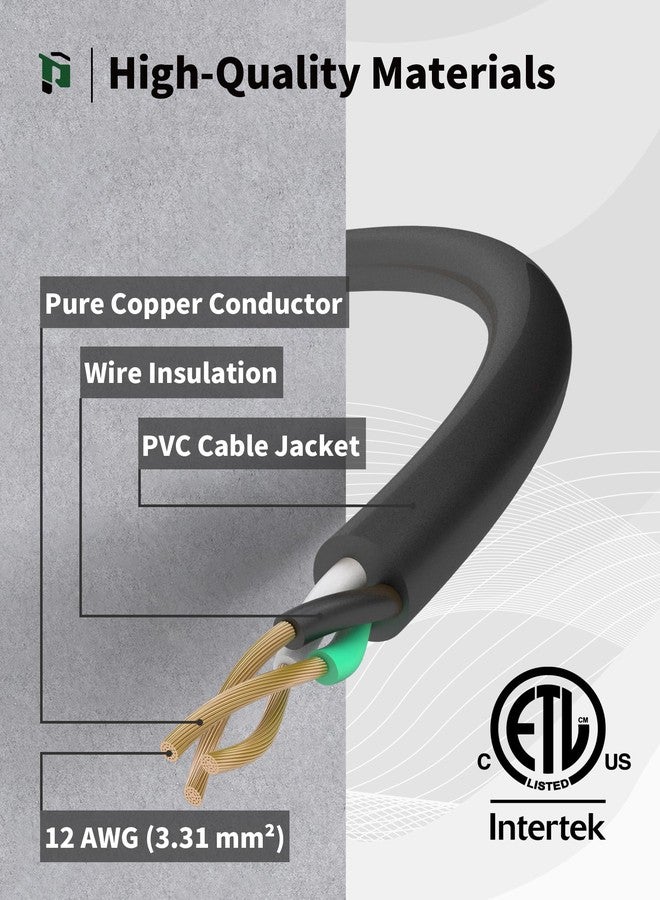PLUGTUL 25Ft 12/3 Outdoor Extension Cord with 3-Outlets, Heavy Duty 12 Gauge 3 Prong Extension Cord Waterproof with Lighted end, 15A 12AWG 1875W SJTW, ETL Listed - Great for Garage, Garden and Home, Black - Image 3