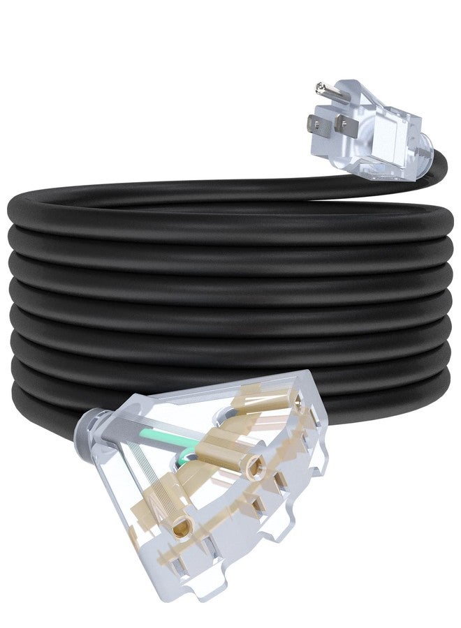PLUGTUL 25Ft 12/3 Outdoor Extension Cord with 3-Outlets, Heavy Duty 12 Gauge 3 Prong Extension Cord Waterproof with Lighted end, 15A 12AWG 1875W SJTW, ETL Listed - Great for Garage, Garden and Home, Black - Image 1
