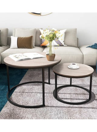 2-Piece Round Coffee Tables Nesting Table Set Circle Coffee Table with Storage Open Shelf for Living Room Modern Minimalist Style Furniture Side End Table - pzsku/Z72EE7CFE2A87B3E98754Z/45/_/1700522122/77b4705f-87f1-4c21-945f-3153393867fc