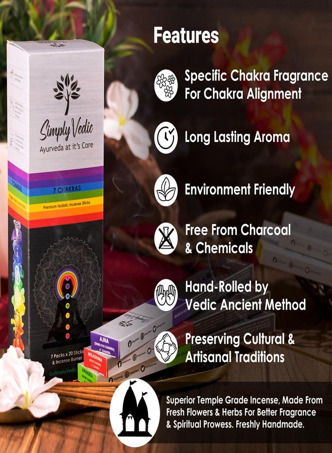 Simply Vedic 7 Chakra Incense Sticks, Aromatic Bliss for Balance & Healing| Handcrafted 140 Sticks with Pure Natural Scents to Align Energy Centers, Aromatherapy, Meditation, Yoga, Promote Relaxation - Image 4