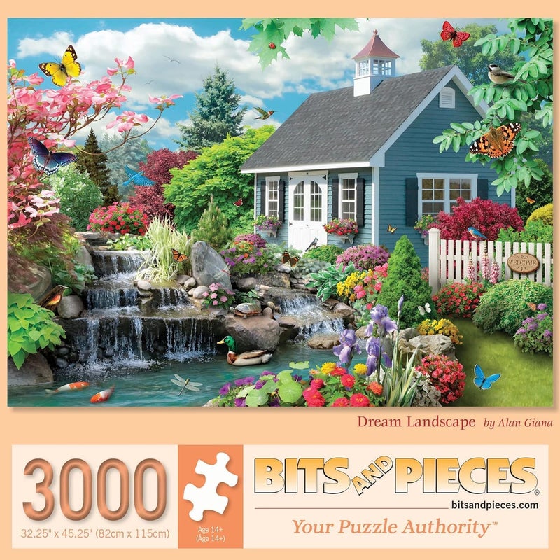 Bits and Pieces – 3000 Piece Jigsaw Puzzle for Adults – Dream Landscape - Spring Scene Jigsaw Puzzle by Artist Alan Giana, Completed Puzzle Size: 32" x 45" - Image 2
