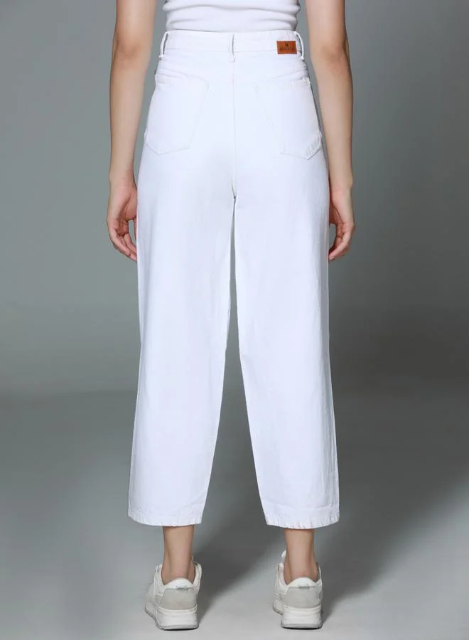 HIGH STAR Slouchy Fit High Rise Clean Look Cotton Jeans by Styli