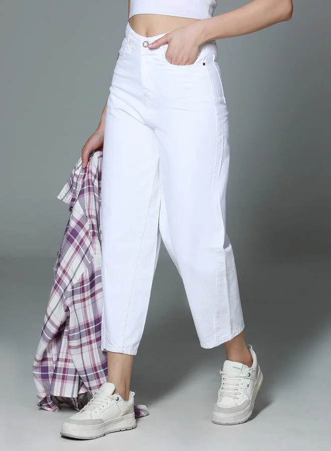 HIGH STAR Slouchy Fit High Rise Clean Look Cotton Jeans by Styli