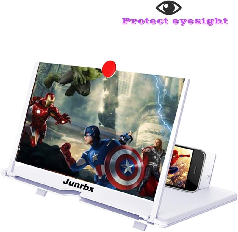Junrbx Screen Amplifier Magnifier, New Generation Phone Holder Screen Amplifier, 3D HD Video and Gaming Phone Projector-with Foldable Phone Stand, Supports All Smartphones - Image 2