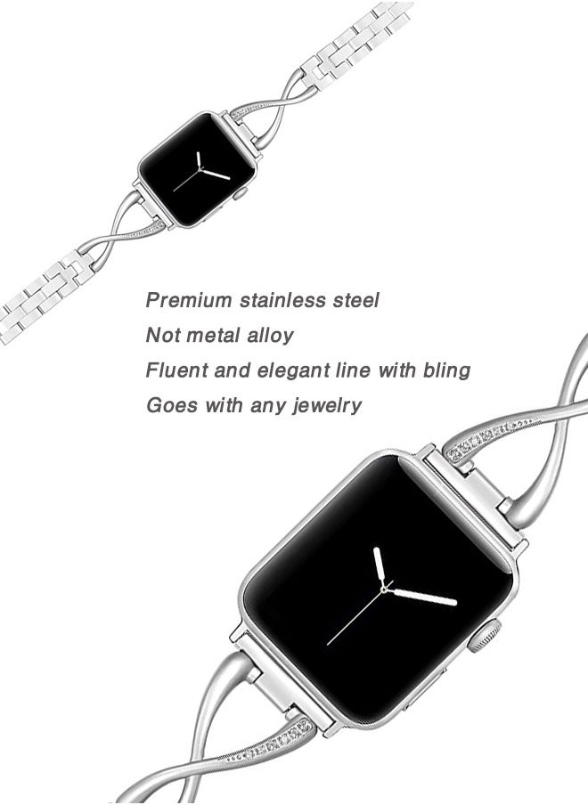 Organizer - Apple Watch 38mm 40mm 41mm Women Series Bands Apple Watch Band Series 9 SE 8 7 6 5 4 3 2 1 Band Bling Metal Bracelet Fancy Cute Dressy Strap - Image 1
