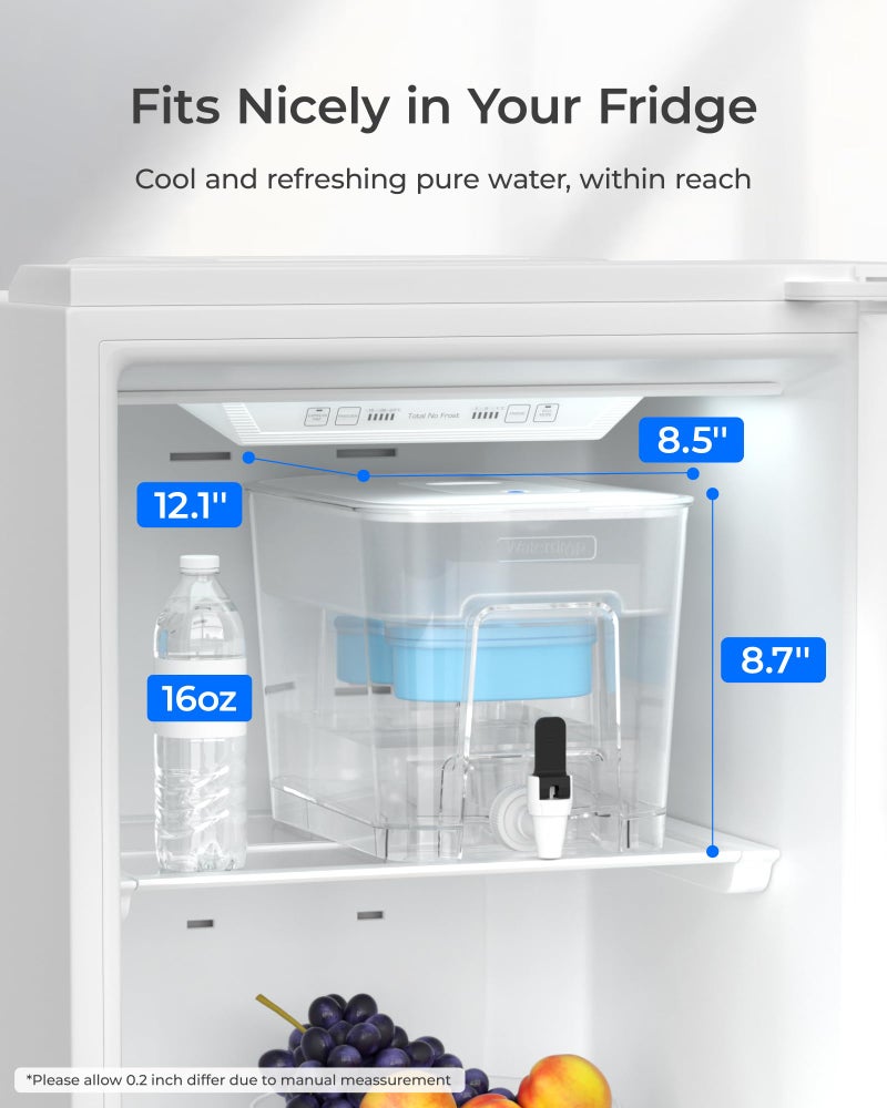 Waterdrop Alkaline 40 Cup Dual Filter Dispenser, 8X Faster Filtration, 200-Gallon Lifespan, Mineralized Alkaline Water, for Home/Office, 2 Built-in Filters, Reduces Chlorine, White - Image 2