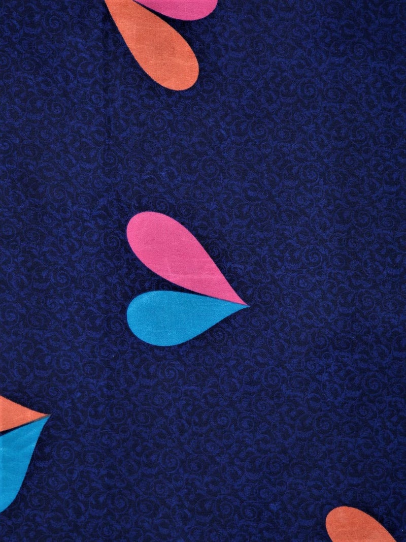 Fashion String 144 TC Microfibre Little Heart's Navy Blue Double Bedsheet with 2 Pillow Covers - Image 3
