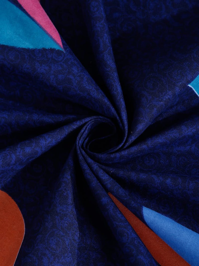Fashion String 144 TC Microfibre Little Heart's Navy Blue Double Bedsheet with 2 Pillow Covers - Image 4