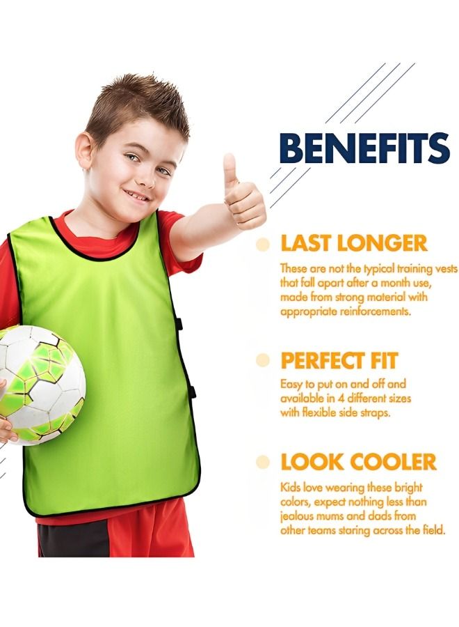 GROIC 12 Pack Scrimmage Training Vest, Sports Pinnies, Basketball Soccer Training Vest, Practice Jerseys, Practice Vest for Adult Youth Kids with Carry Bag.  - Image 2