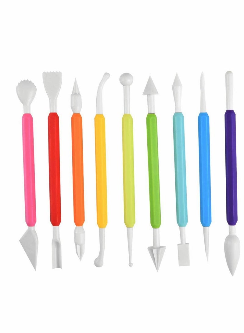 KASTWAVE 9 Pcs Icing Fondant Tools Set for Cake Decorating, Modelling Fondant Kit with 18 Different Shapes Sculpting for Flower Paste, Modelling Clay - Image 1