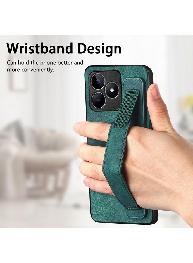 اس-توب جراب خلفي من الجلد لهاتف Realme 8 5G / V13 5G مع حامل سوار معصم كلاسيكي - Image 4