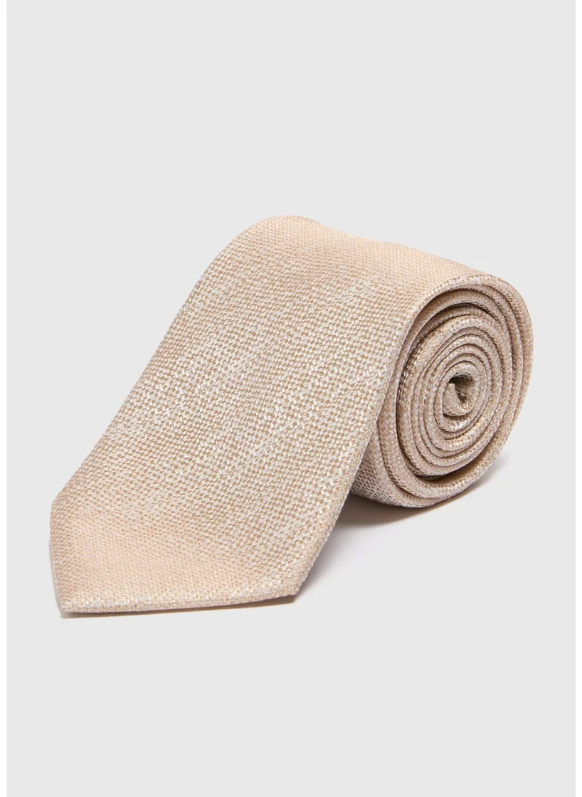 Matalan Taylor & Wright Beige Linen Look Tie