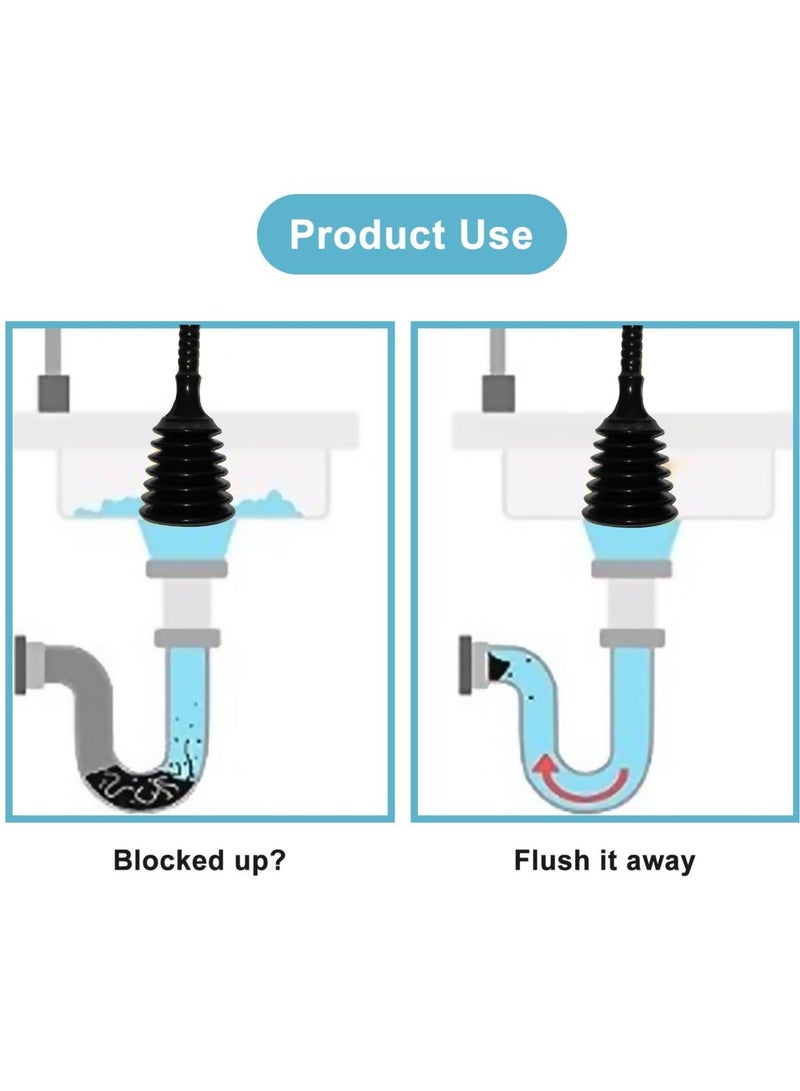 Captaintech Small Sink and Drain Plunger, Unclogging Tool for Kitchen Sinks, Bathroom Drains, Showers, Bathtubs, Bath Unblocker for Clearing Blockages, Black - Image 4