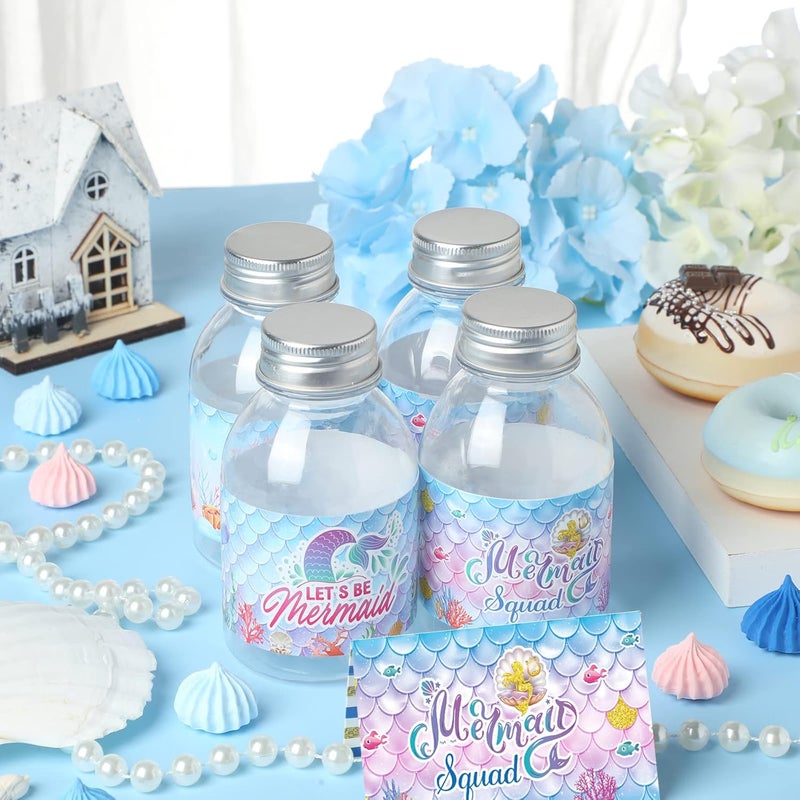 كلاراكو 39 قطعة من ملصقات زجاجات المياه على شكل حورية البحر لحفلات أعياد الميلاد، أغلفة زجاجات المياه على شكل حورية البحر مقاومة للماء تحت البحر، ملصقات زجاجات مياه حورية البحر، ديكور حفلات أعياد الميلاد بموضوع حورية البحر في المحيط - Image 3