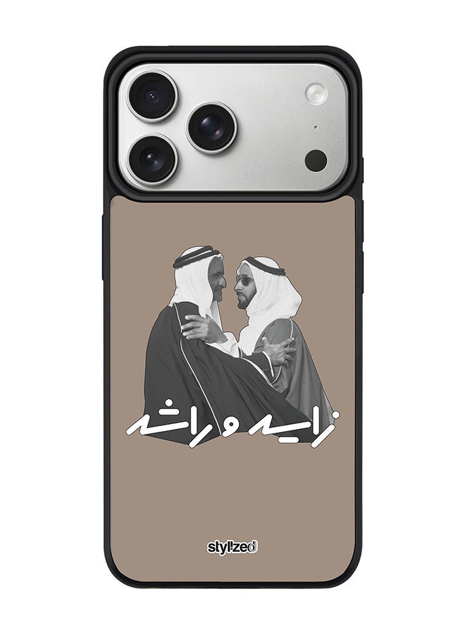 Stylizedd غطاء آيفون 17 برو ماكس [متوافق مع MagSafe] غطاء مغناطيسي نحيف حماية الكاميرا، مضاد للصدمات، غطاء هاتف رقيق - الشيخ زايد والشيخ راشد، رمادي دافئ - Image 1