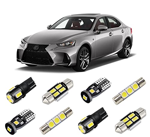 مجموعة أضواء LED الداخلية البيضاء من BRISHINE لسيارات لكزس IS250 IS350 ISF 2014 2015 2016 2017 2018 2019 فائقة السطوع 6000K مع حزمة لمبات LED الداخلية وأداة التركيب