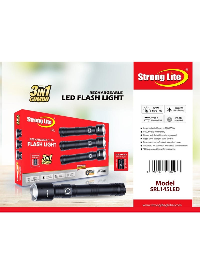مصباح LED قابل لإعادة الشحن 3 في 1 من سترونج لايت SRL145