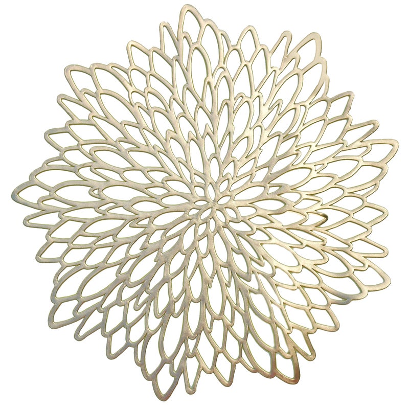 OCCASIONS FINEST PLASTIC TABLEWARE OCCASIONS  10 Pieces Pack Pressed Vinyl Metallic PlacematsWedding Accent Centerpiece Placemat Round Gold Leaf 