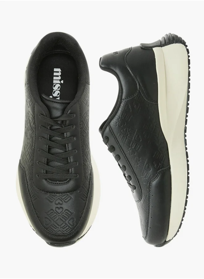 MISSY Monogram Embossed Lace-Up Sneakers