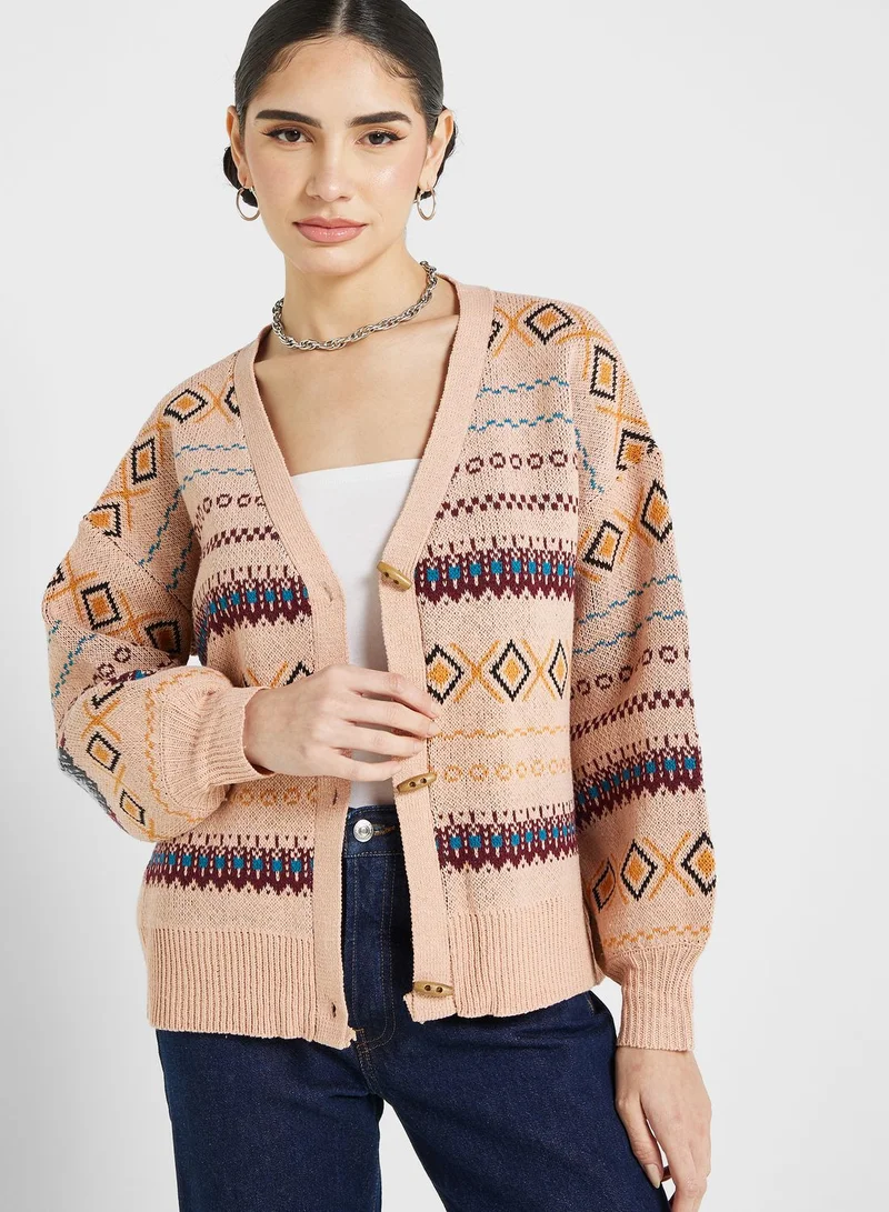 Ginger Aztec Print Cardigan