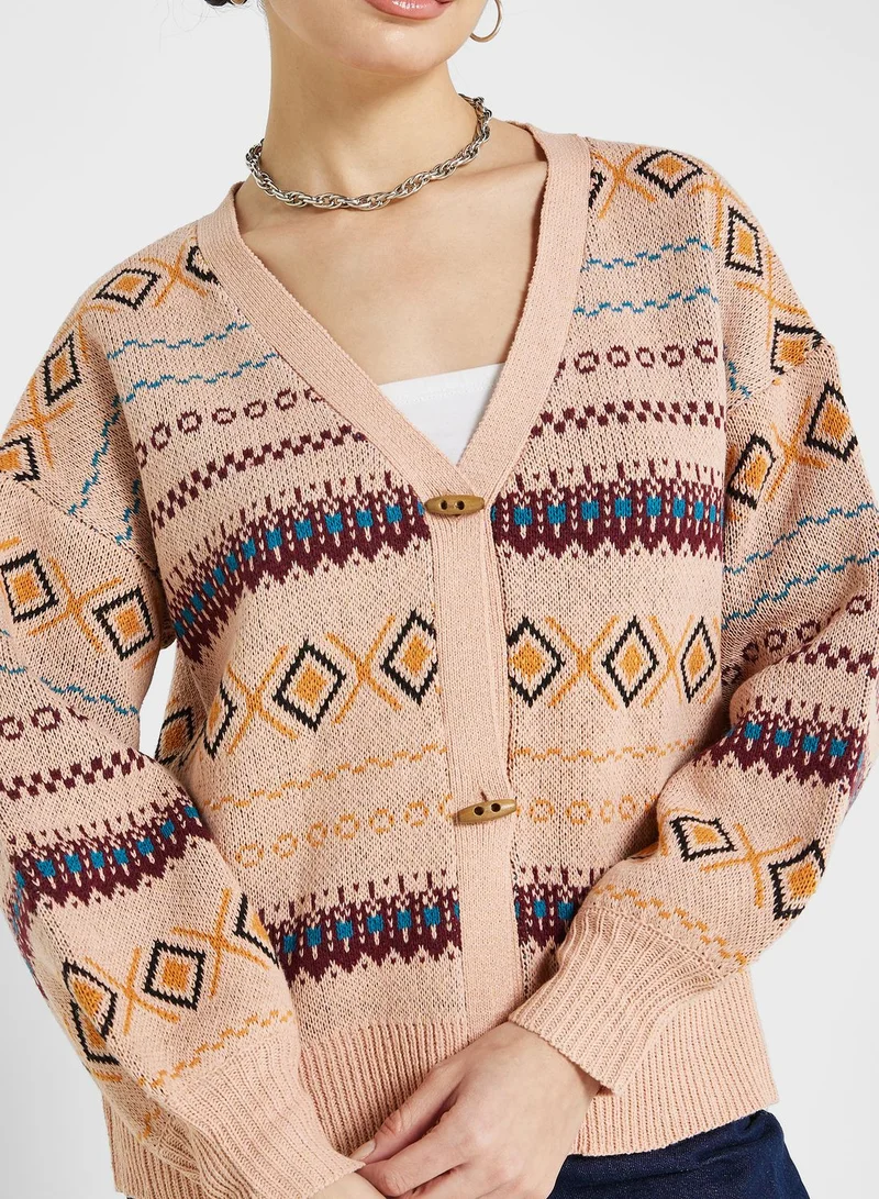 Ginger Aztec Print Cardigan
