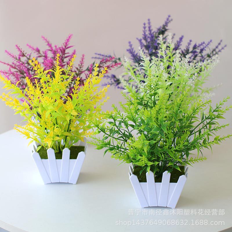 Artificial Flower Set Dining Table Green Plant Small Potted Plant Interior Decoration Plastic Flower Art Mini Fence Flower Bonsai Decoration - Image 5