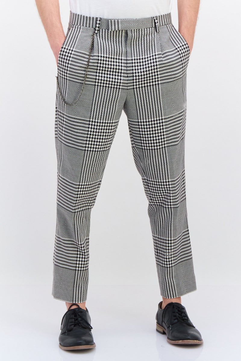 Twisted Tailor بنطلون رسمي مقلم للرجال، أسود - Image 1