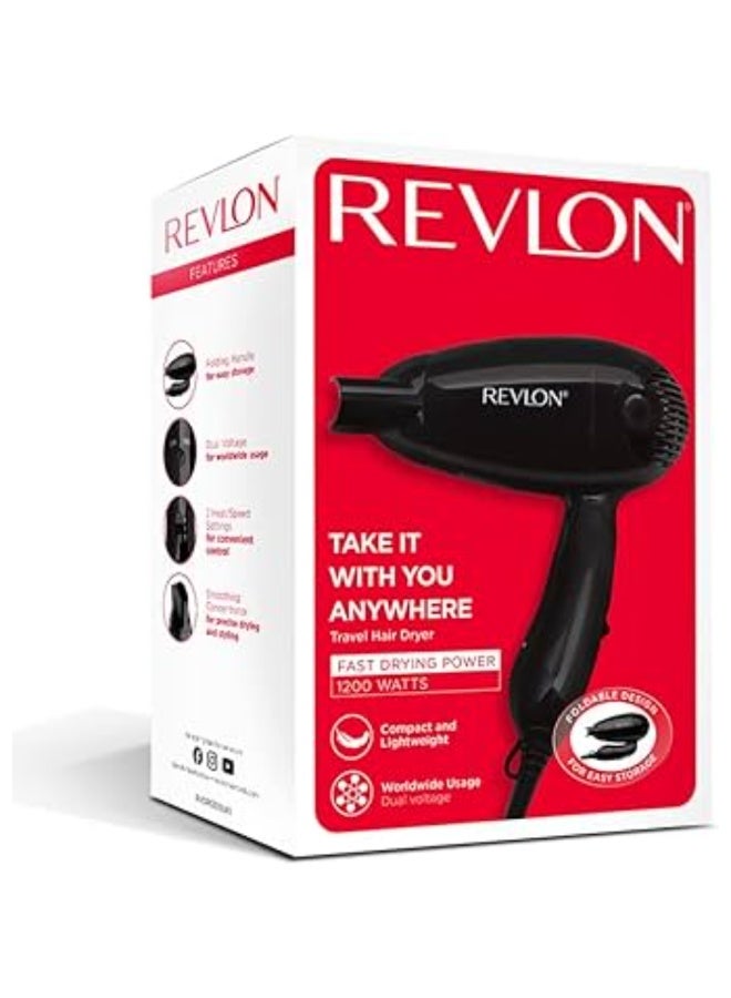 ريفلون مجفف شعر ريفلون RVDR5305 صغير الحجم وقابل للطي للسفر - 1200 واط، خفيف الوزن، جهد مزدوج، أسود - Image 4