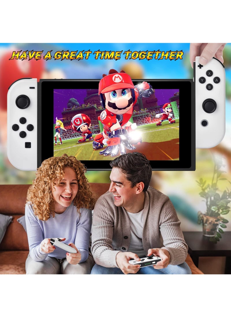 وحدات تحكم Joy-Con لاسلكية لجهاز Nintendo Switch - وحدات تحكم يمين/يسار جديدة باللون الأبيض مع خاصية الاستيقاظ ولقطة الشاشة والاهتزاز المزدوج