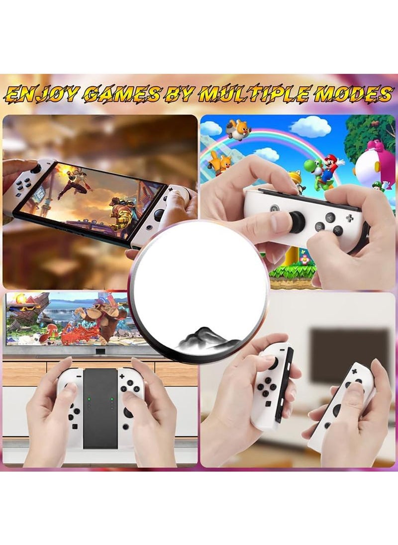 وحدات تحكم Joy-Con لاسلكية لجهاز Nintendo Switch - وحدات تحكم يمين/يسار جديدة باللون الأبيض مع خاصية الاستيقاظ ولقطة الشاشة والاهتزاز المزدوج