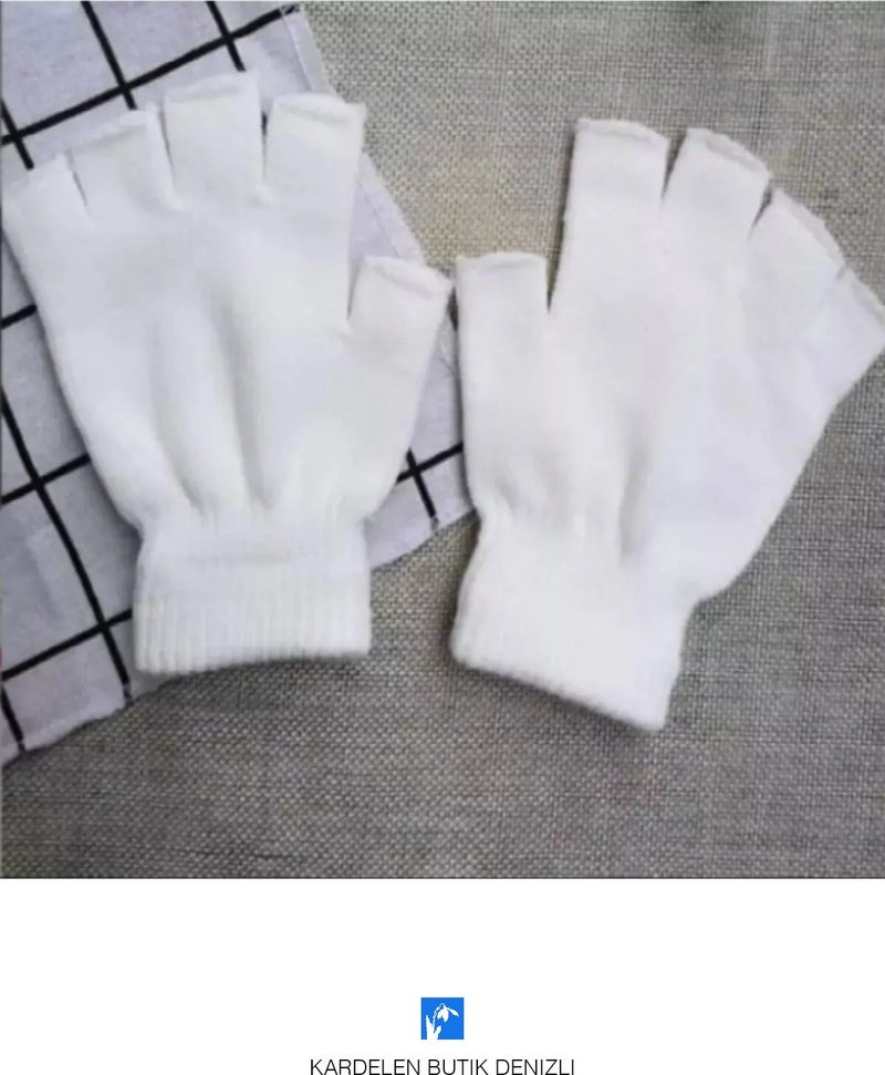 Kardelen Butik Denizli Kardelen Boutique Denizli Fashion, Short, Half Finger Knitted Gloves (Unisex)