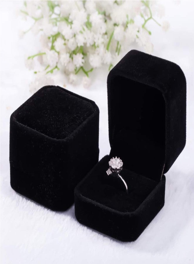 ZaneGear 2 Pack Velvet Ring Boxes, Earring Pendant Jewelry Case, Ring Earrings Gift Boxes, Jewellry Display (Black, Ring Box) - Image 1