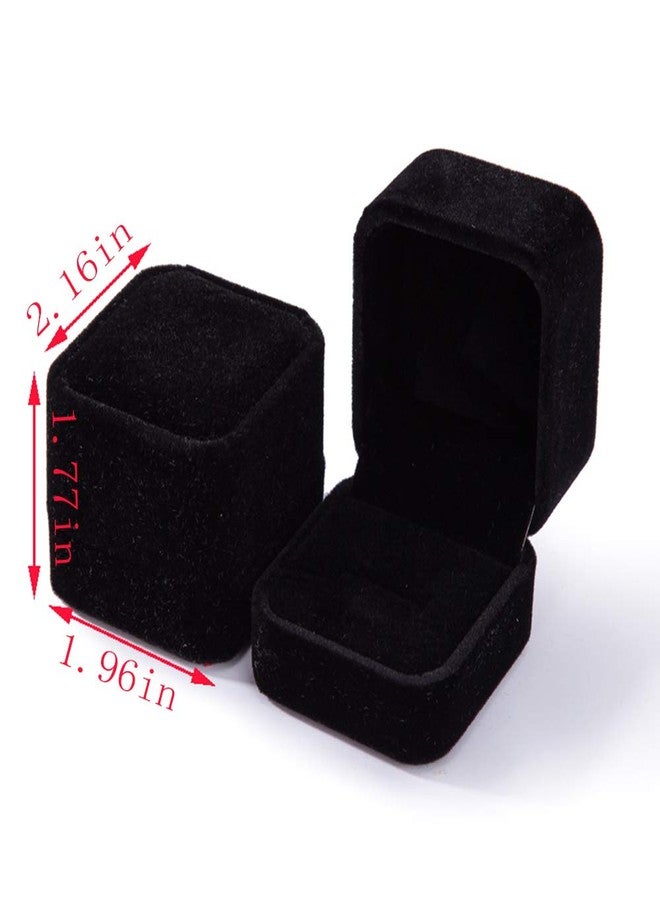 ZaneGear 2 Pack Velvet Ring Boxes, Earring Pendant Jewelry Case, Ring Earrings Gift Boxes, Jewellry Display (Black, Ring Box) - Image 2